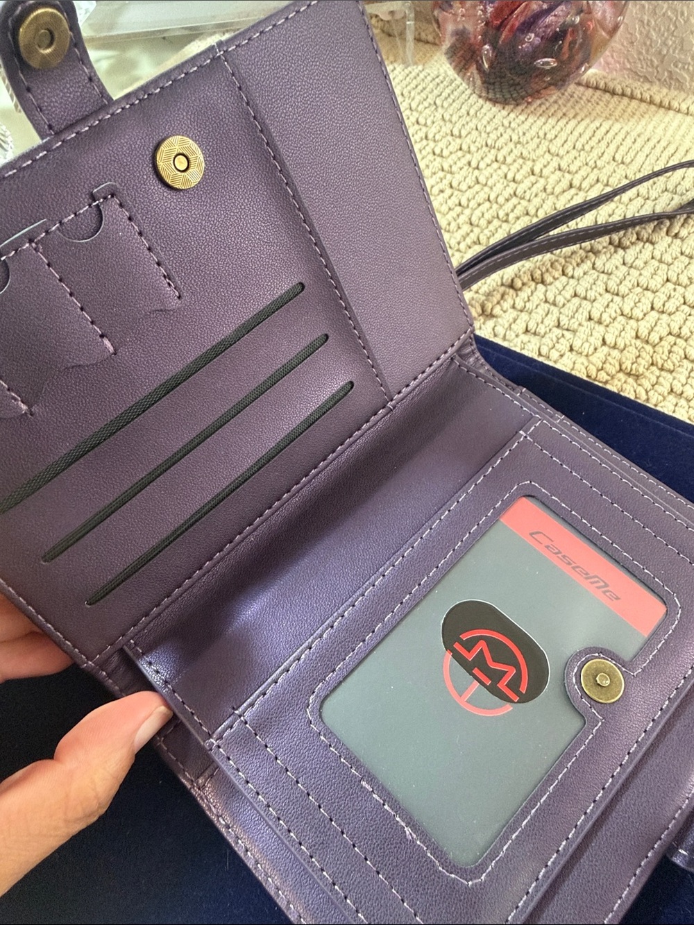 Caseme Purple Phone Wallet Wristlet RFID Card Holder Zip Organizer